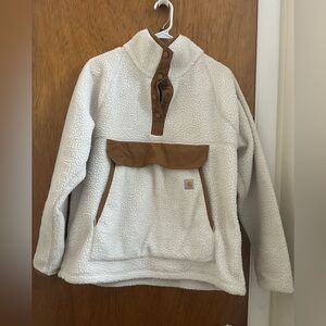 Carhartt Cream Sherpa Pullover with Tan Trim
